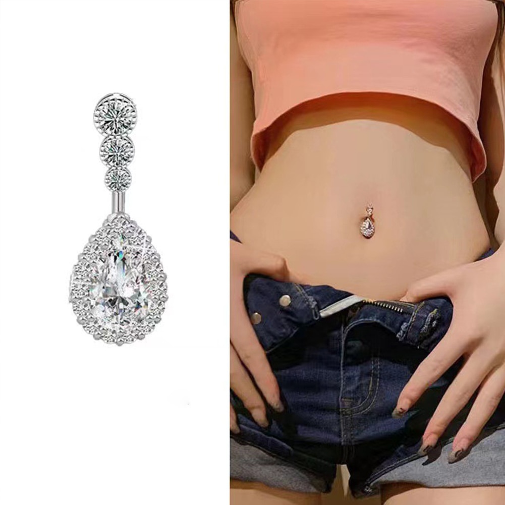 1PC Steel Belly Button Rings Crystal Piercing Navel Water Drop Style Navel Piercing Earring Belly Piercing Sexy Body Jewelry New