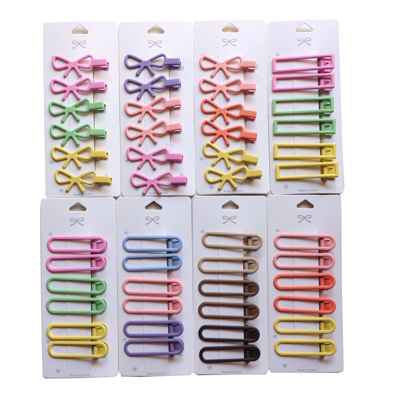 6pcs Fashion Hair Clips Hair Accessories Frosted Rectangle bb Clip Barrettes Women Arrange broken Hairpin Girl Headwear Ornament
