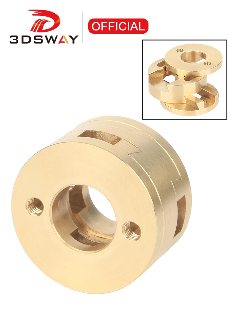 3DSWAY 3D Printer Parts Oldham Coupling T8 Z Axis Round Lead Screw Brass Coupling for VzBoT Flexible