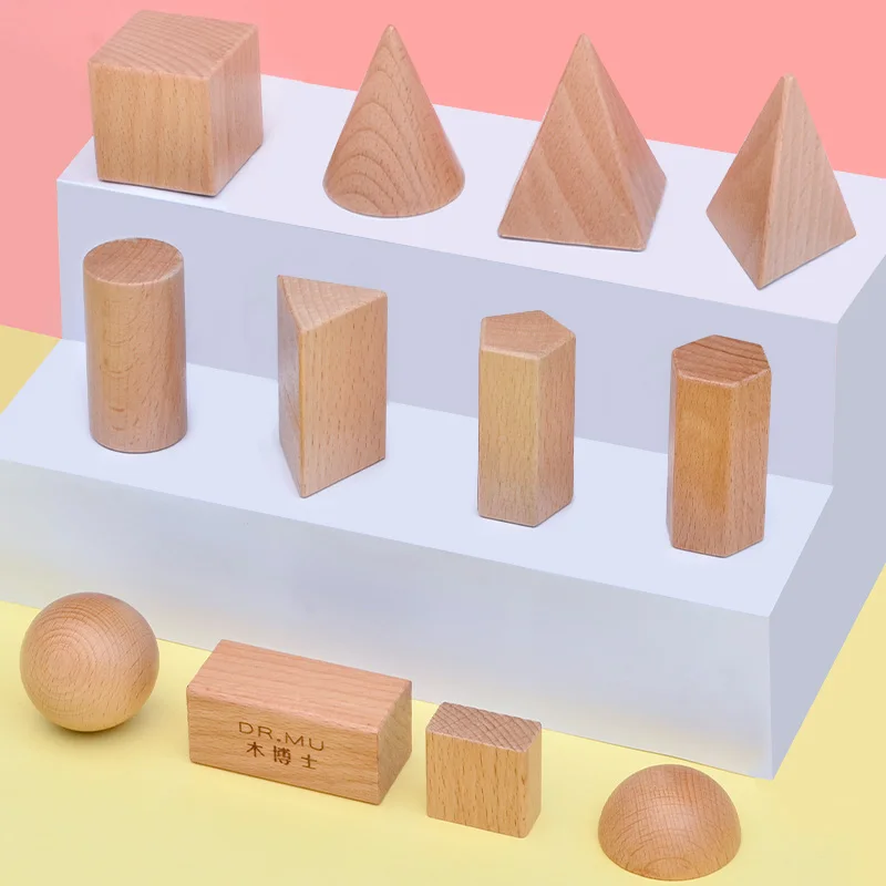 Montessori Mystery Bag Wood Sensory Toys Objects Geometric Shapes Natural Wood Color Solid Wood 3