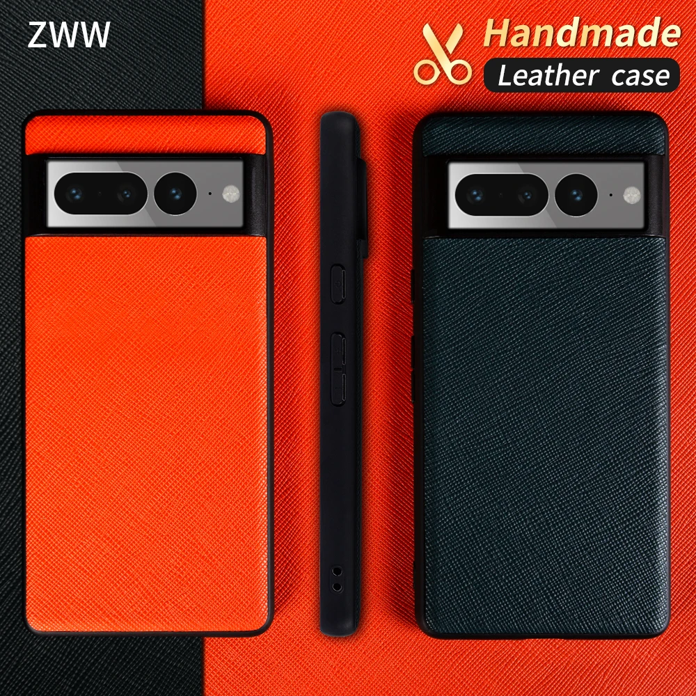 Genuine Leather Cases For Google Pixel 7A 7Pro 7 6 Handmade Cowhide Women And Men Business Slim Back