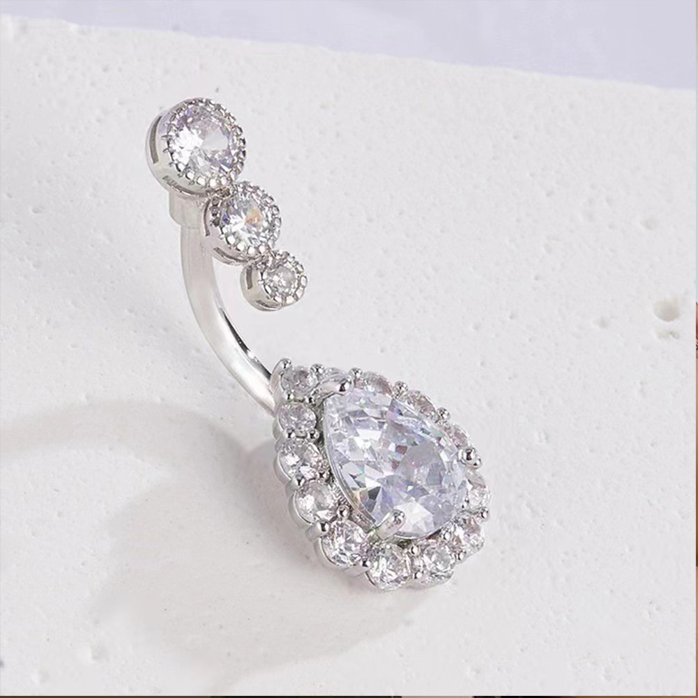 Crystal Belly Button Rings Navel Ring Zircon Drop Dangle Body Belly Piercing Jewelry For Women Beach Belly Navel Rings