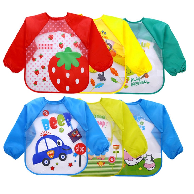 Feeding Baby Bibs Waterproof Bandana Cute Cartoon Full Sleeved Bibs for Baby Saliva Newborn Burp Unisex Cloths Accessories