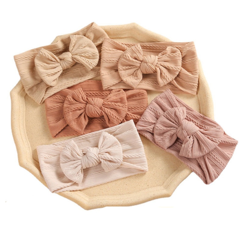 21 Colors Cable Bow Baby Headband for Child Bowknot Headwear Cables Turban for Kids Elastic Headwrap Baby Hair Accessories
