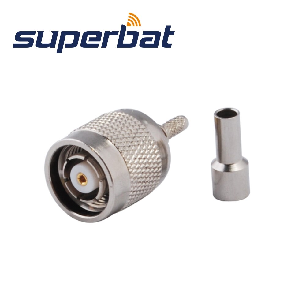 Superbat 10pcs RP-TNC Crimp Male(Female Pin) RF Coaxial Connector for Cable RG316 RG174 LMR100