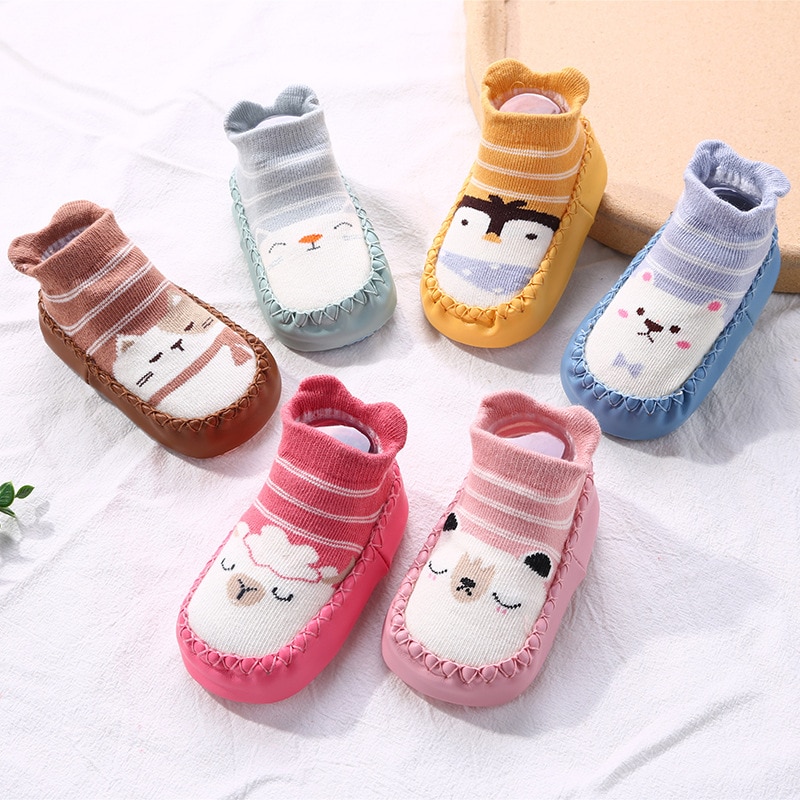 2023 New Born Baby Socks with Rubber Soles Infant Baby Girls Boys Shoes Spring Autumn Baby Floor Socks Anti Slip Soft Sole Sock