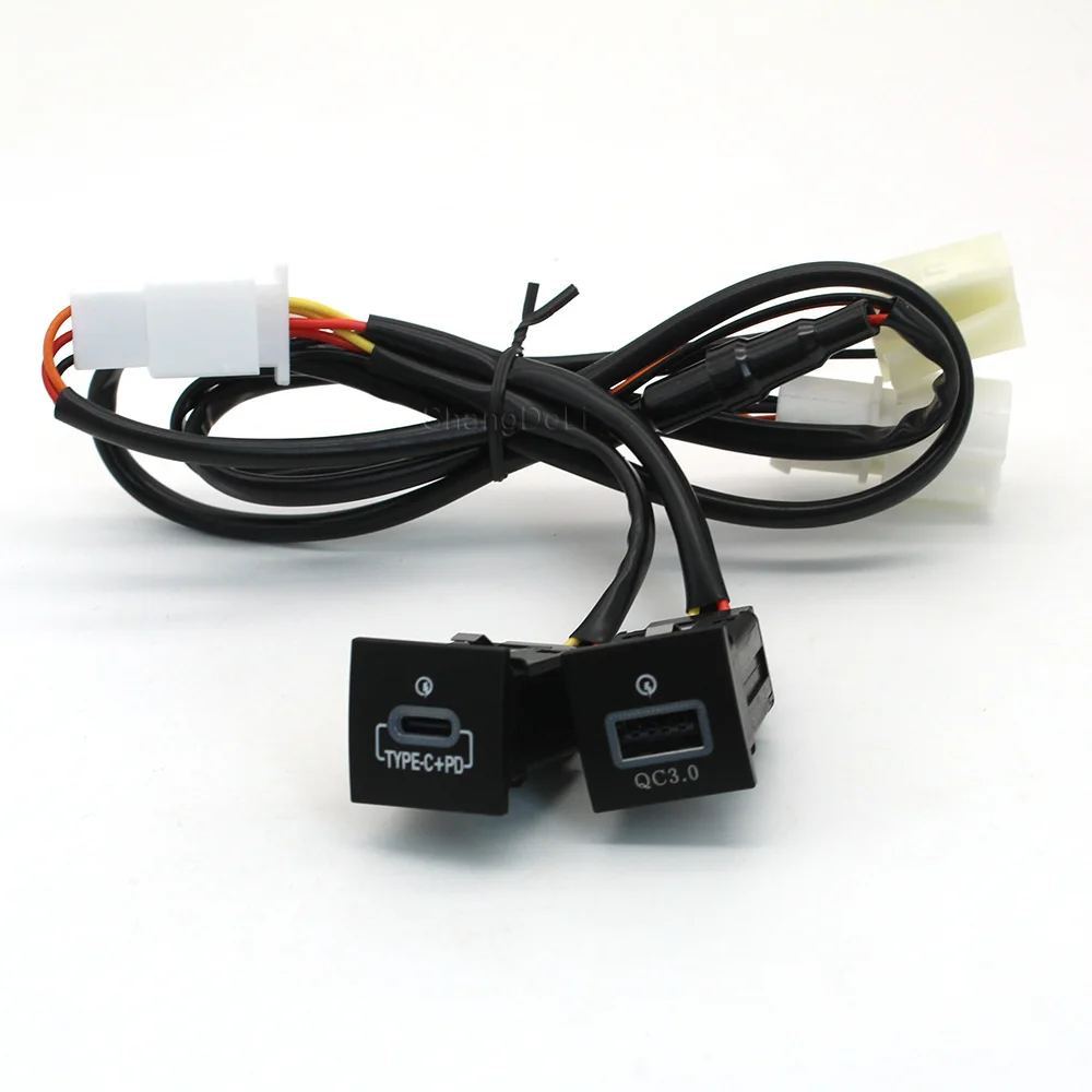 Quick Car Charger QC3.0 PD USB Interface Socket Auto Phone Charging Adapter Button For VW Jetta5 MK5