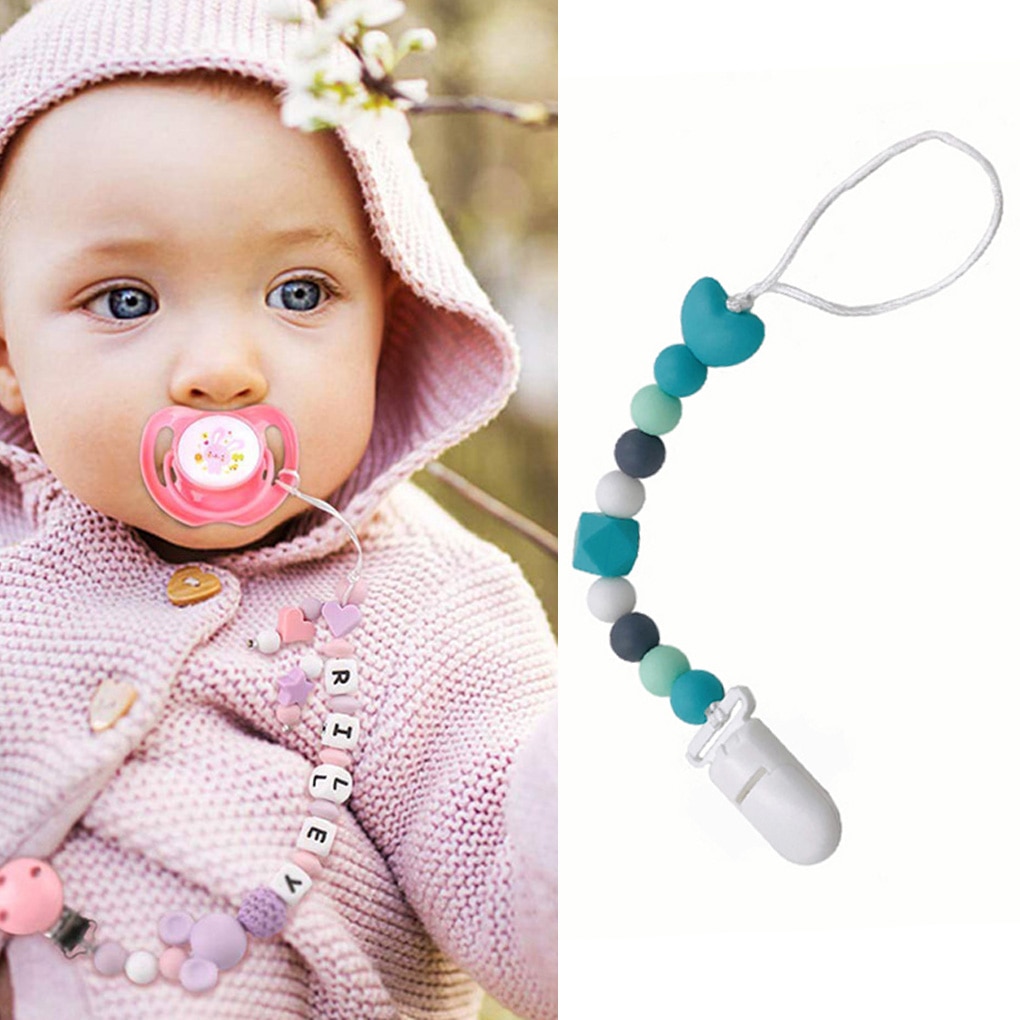 Baby Pacifier Clip Soother Chains Girls Silicone Teething Relief Beads Teether Toy Gift BPA Free
