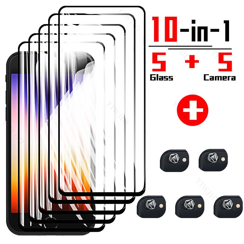 Full Glue Tempered Glass for IPhone SE 2022 2020 6 6s 7 8 Plus Screen Protectors for Apple IPhone SE3 SE2 Protective Camera Lens