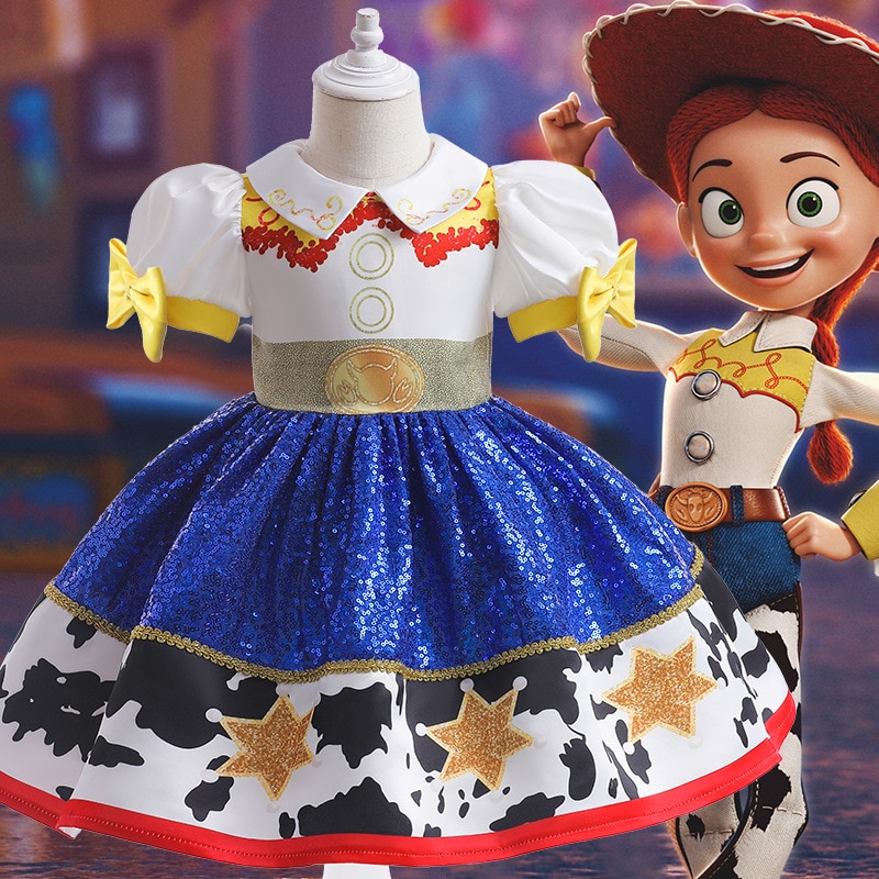 2023 Girls Cosplay Tutu Dress Jessie Cartoon Cow Frocks Costumes Children's Day Vestidos Party Kids Clothes