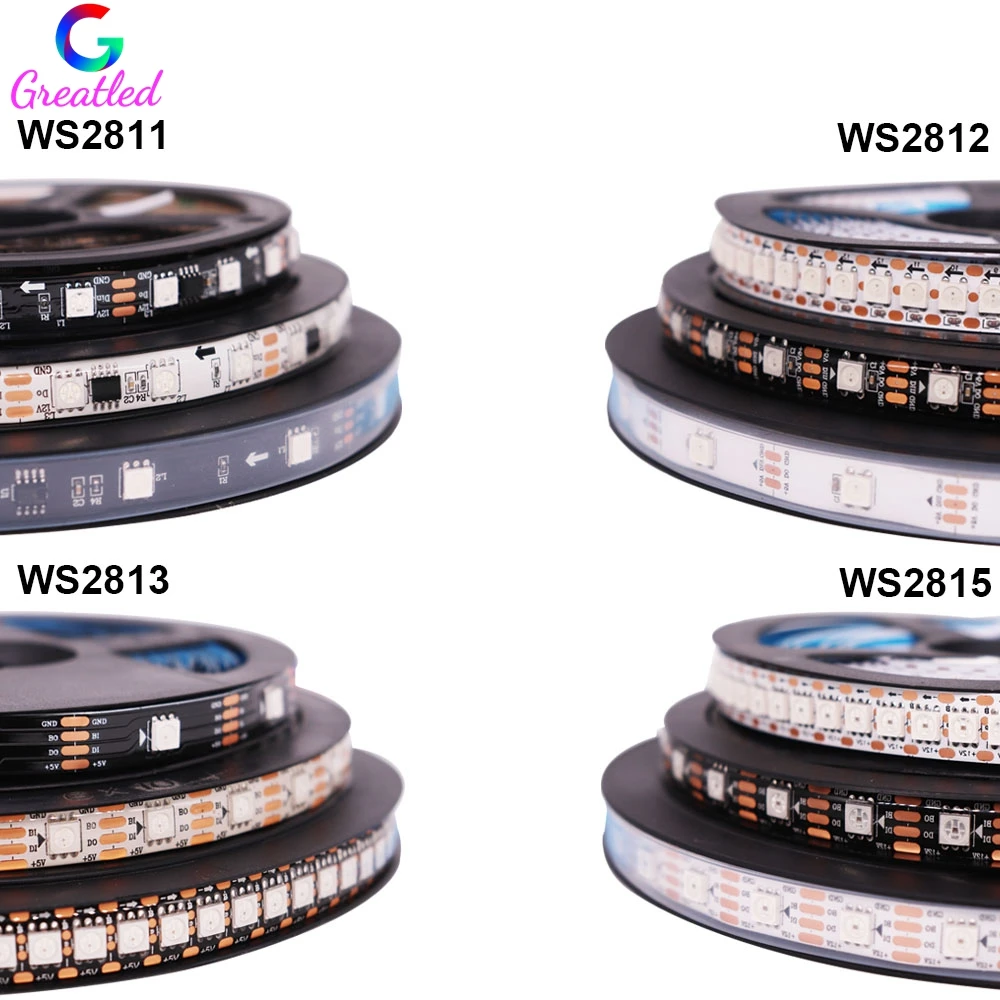 WS2812B WS2811 WS2813 WS2815 30/60/144 leds/m Smart Pixels RGB LED Strip WS2812 Individually