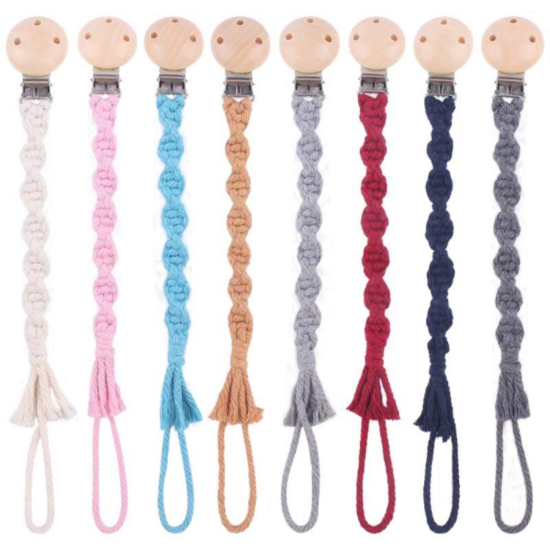 No Sharp Edges Cotton Pacifier Chain Crochet Type Use Silicone Beads Lovely Appearance Pacifier Chain A Variety Of Colors