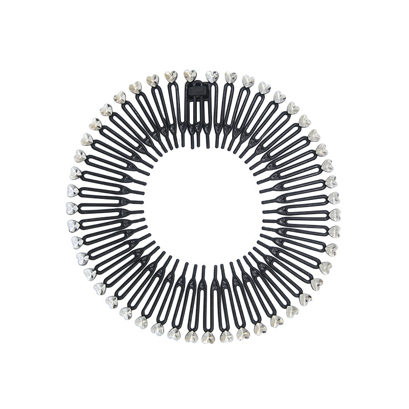 3pcs Comb Headband Full Circle Stretch Comb Tooth Flexible Plastic Clear for Women Girl