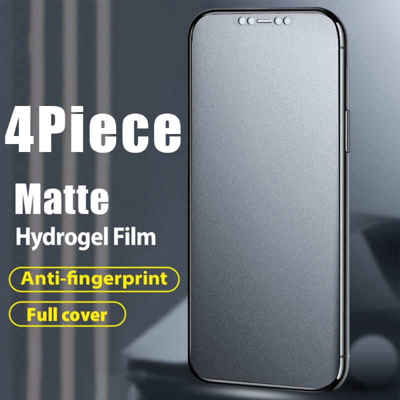 4Pcs Anti Fingerprint Matte Screen Protector For iPhone 14 13 12 XR XS 11 Pro Max mini Hydrogel Film for iPhone 14 Pro 7 8 Plus