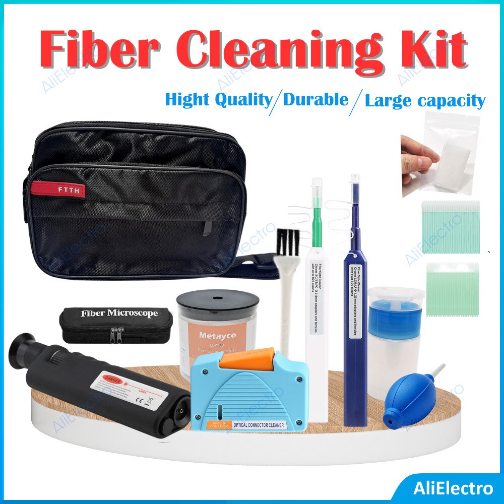 Fiber Optic Cleaning Kit Fiber Cleaning Cassette for FC SC ST LC MU Connectors Fiber Cleaning Tool Microscope 400 Times