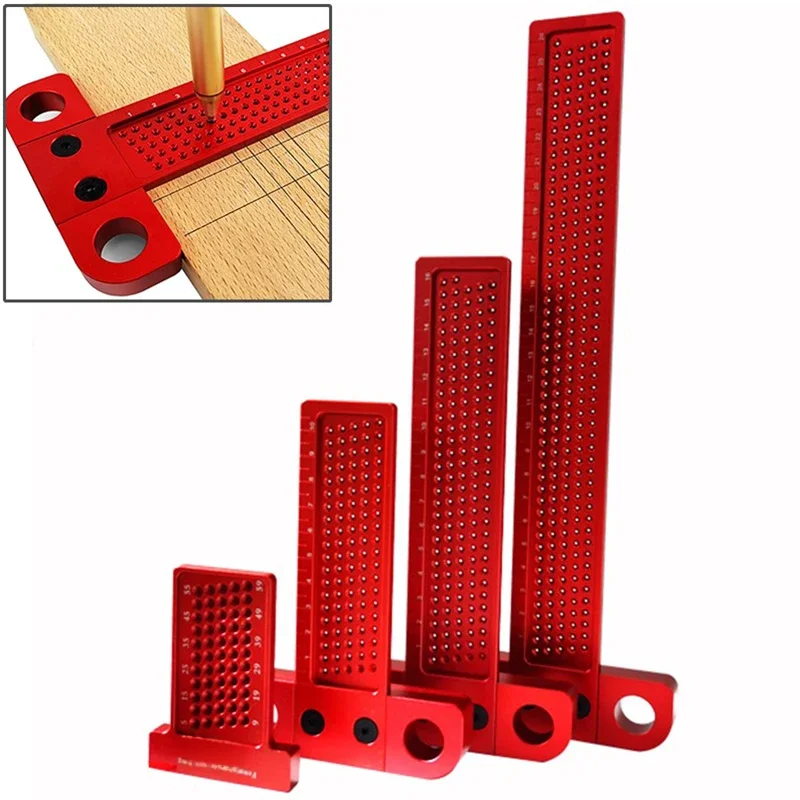 Woodworking Scribe 60-400mm T-type Ruler Hole Scribing ruler Aluminum alloy Line Drawing Marking