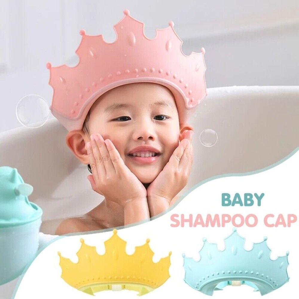 Cartoon Baby Care Bath Crown Shower Hat Wash Hair Cover Shampoo Cap Eye Ears Protection