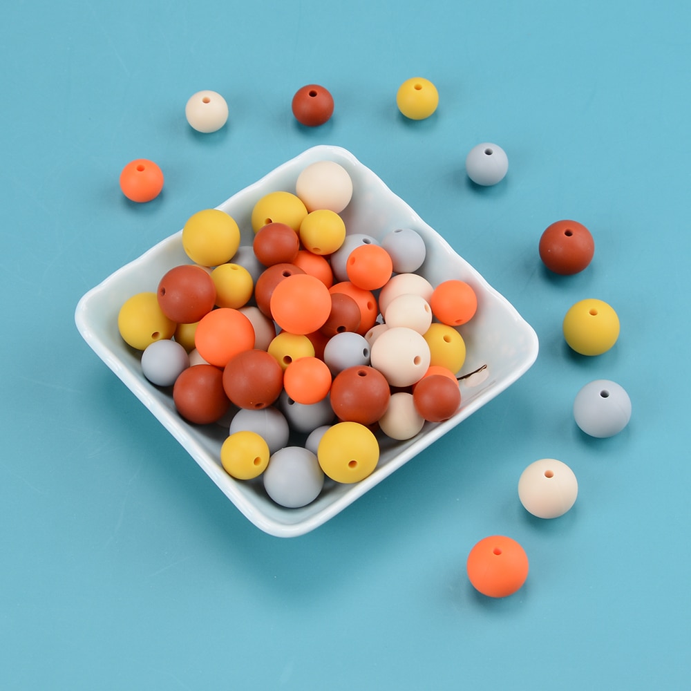 LOFCA Food Grade Circular Silicone Bead Bulk DIY Necklace Pacifier Chain Baby Teething Teether Silicone Bead BPA Free