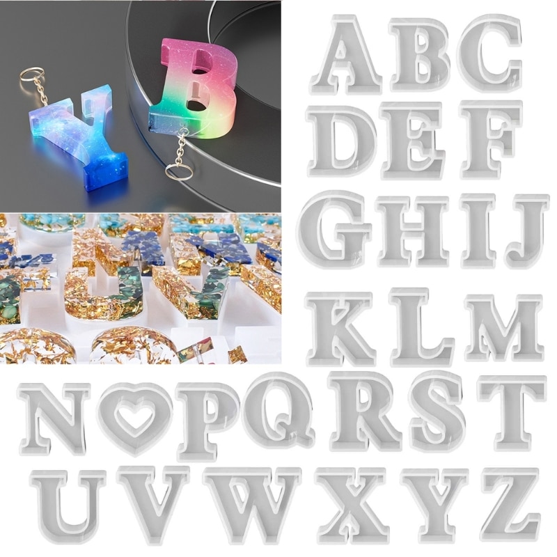DIY Pendant Moulds Resin Mold Letter Shaped Jewelry Molds Hand-Making Pendant Accessories Silicone Material for Earrings