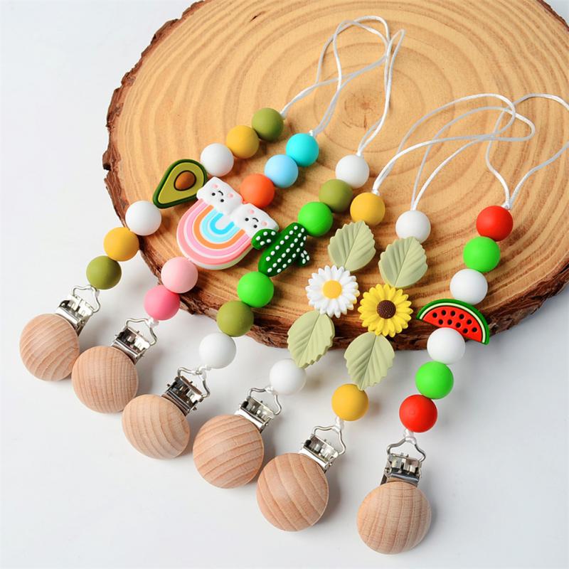 Cartoon Pacifier Clip Multi-function Anti-lost Pacifier Clips Chains Silicone Handmade Pacifier Chain Baby Accessories