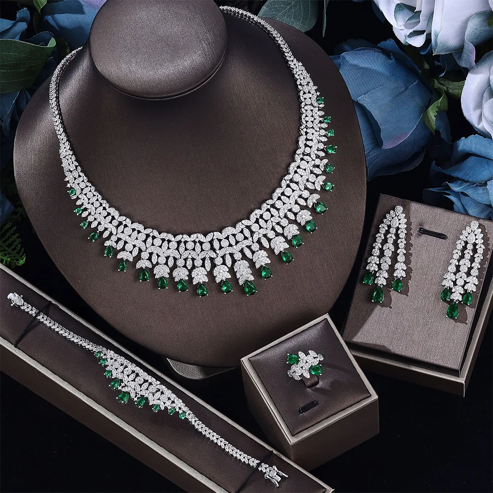 4-piece luxury suit necklace earrings bracelet ring accessories women's bohemian luxury jewelry