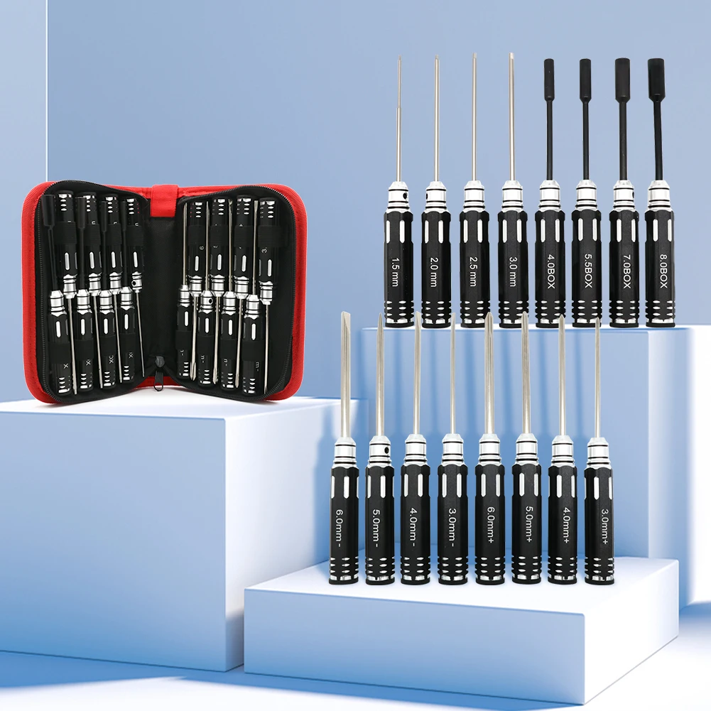 RC Hex Driver Set - 16pcs Hex Allen Screwdriver Kit Hex Nut Driver Set Wrench Key Driver Tool for Rc