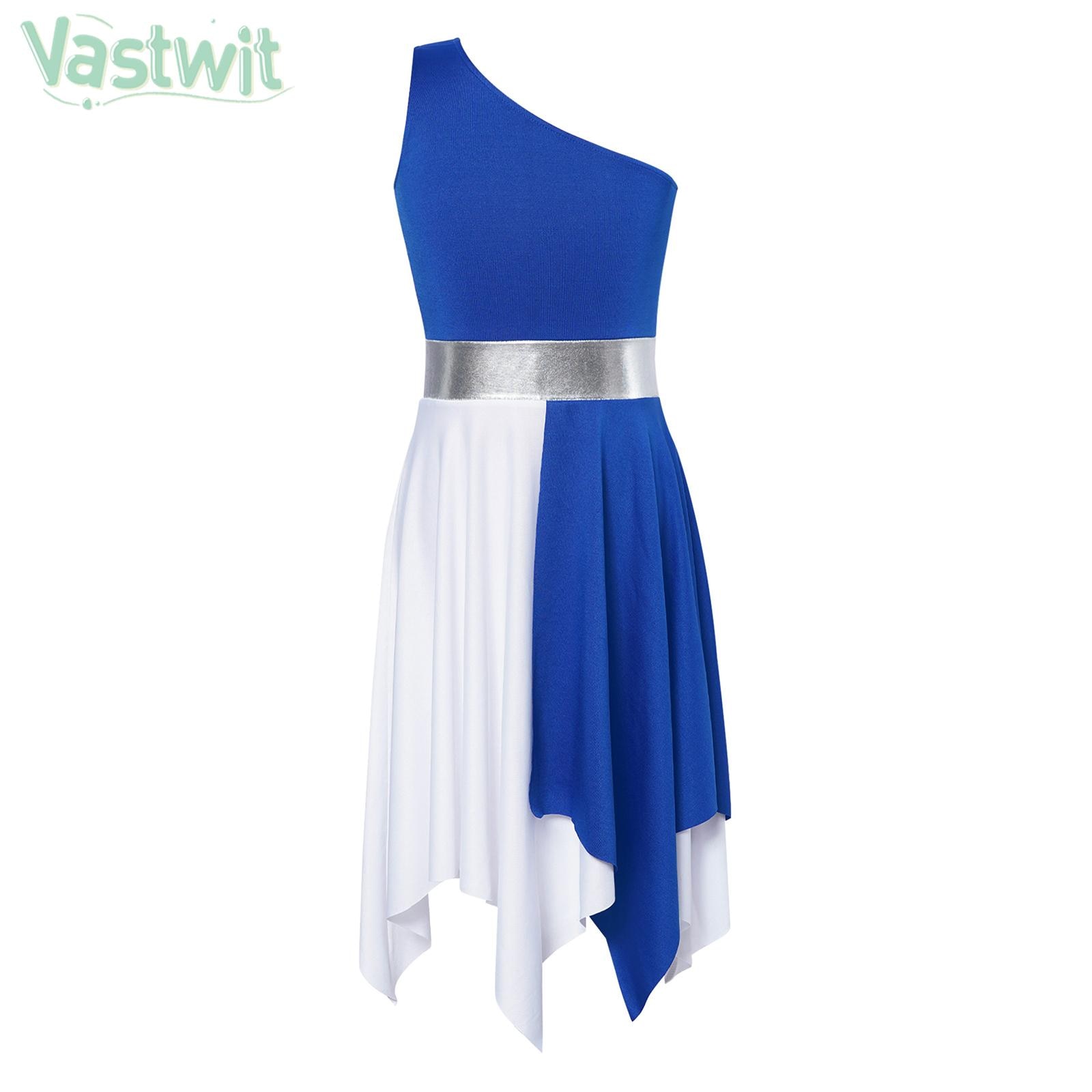 Girls Praise Lyrical Dance Dance Dress Church Choir Clothes Ballroom Waltz Performance Costume Sleeveless Asymmetrical Hem Dress