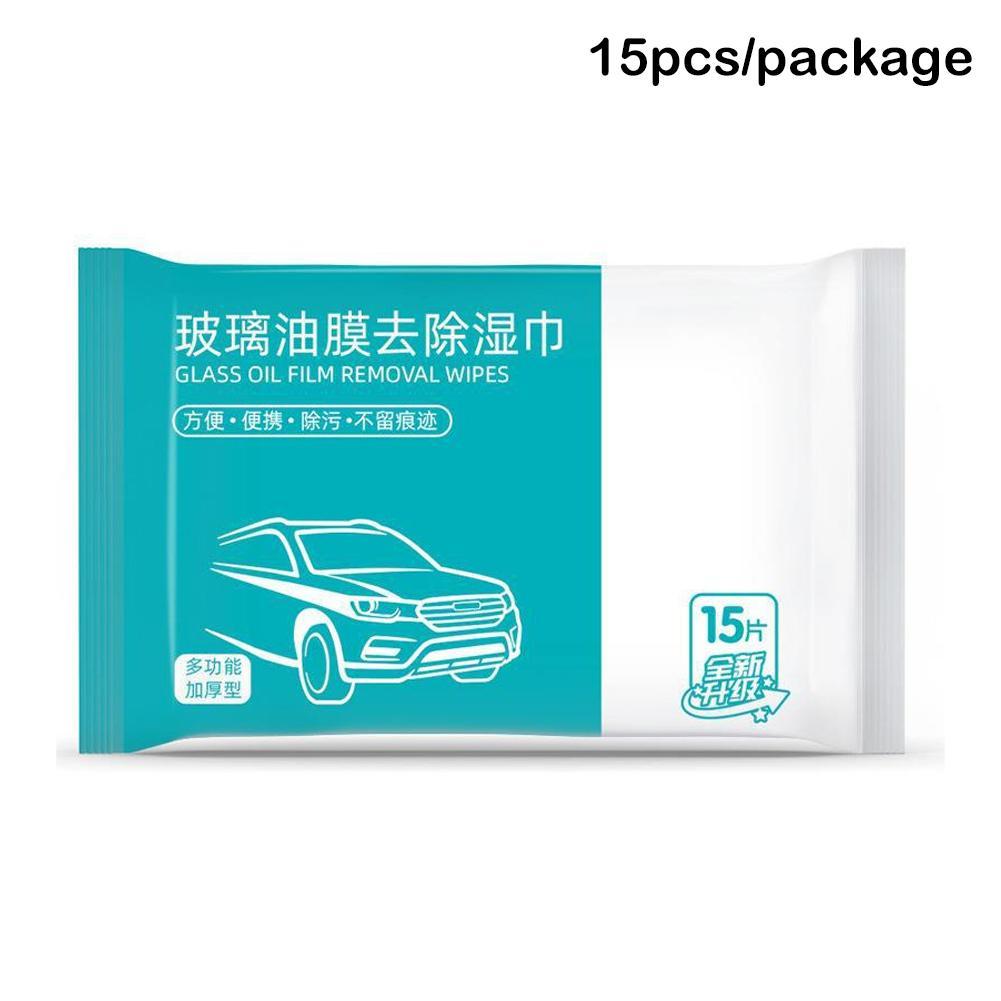 A Pack Of 15pcs Car Glass Oil Film Removal Wipes Car Front Windshield Degreasing Cleaning Oil Film Cleaning Agent Wipes