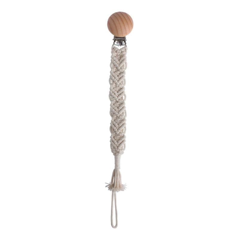 No Sharp Edges Beech Pacifier Clip Lovely Appearance Use Silicone Beads Molars Not Harm The Baby Pure Hand Woven Rope Safe