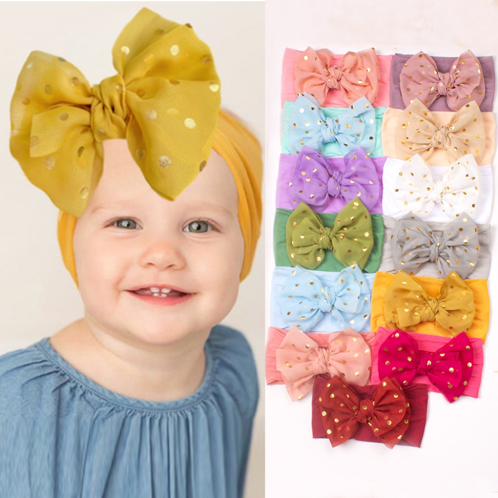 2023 Children's New Lace Butterfly Hair Band Girls Soft Nylon Wide Hair Band Headdress Headband Baby Turban Kids Hats &
