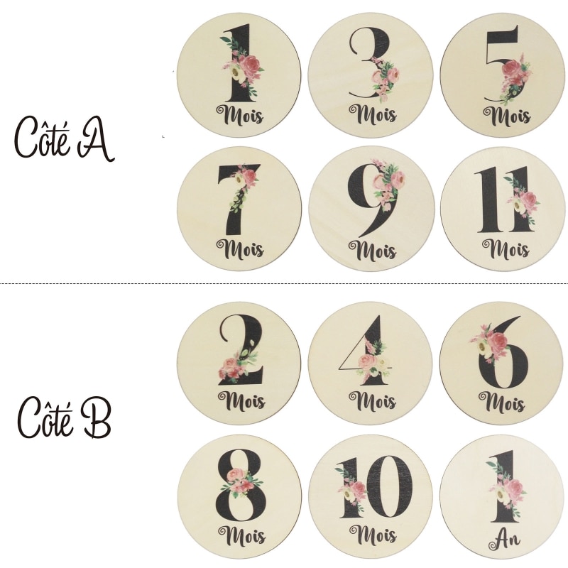 6 Pcs/Set Handmade Baby Milestone Cards Newborn Monthly Recording Commemorative Cards Language Letters Printed Gender/Month Toys