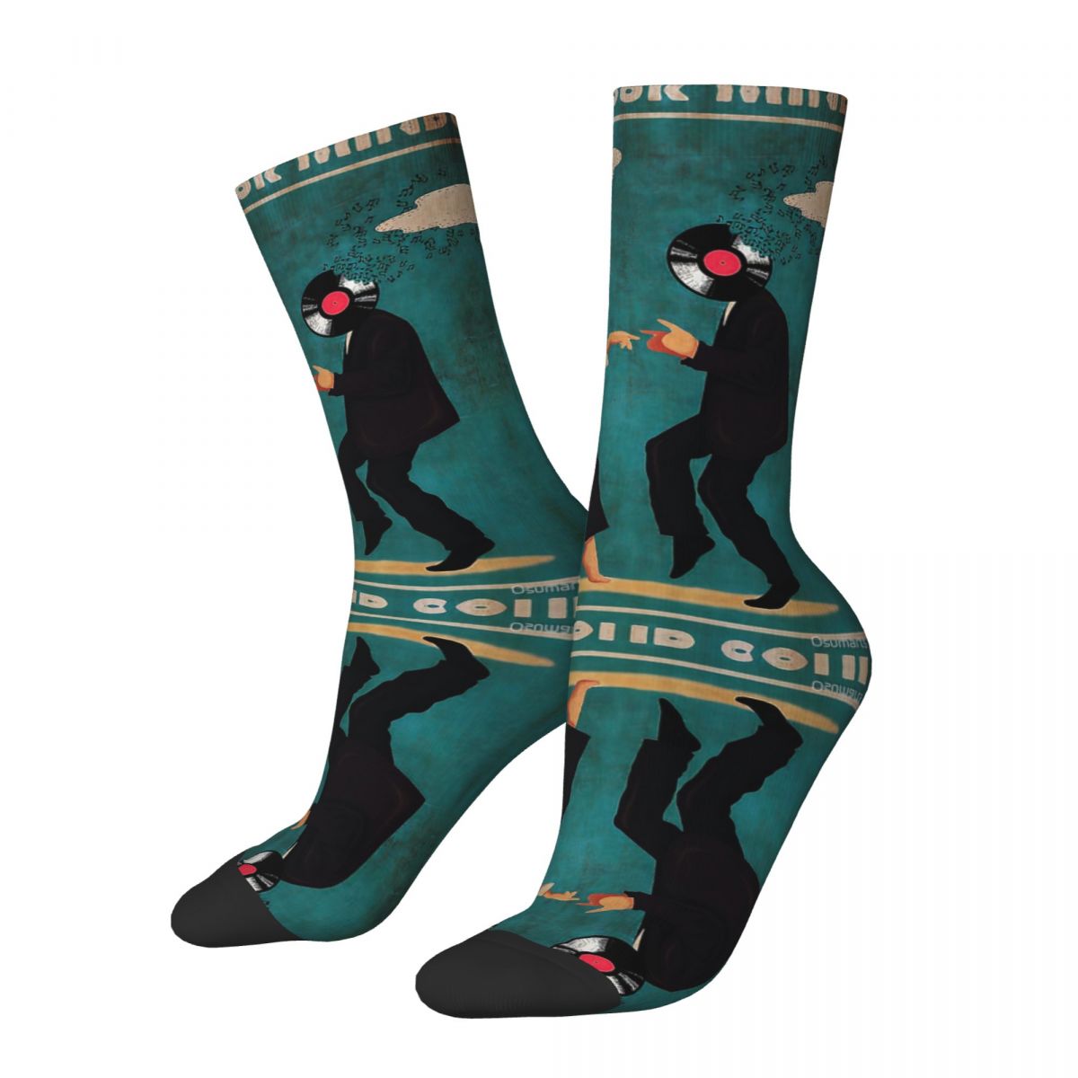 Funny Happy Men's compression Socks Pulp Fiction Retro Harajuku Doodle Art Hip Hop Novelty Casual Crew Crazy Sock Gift Prin