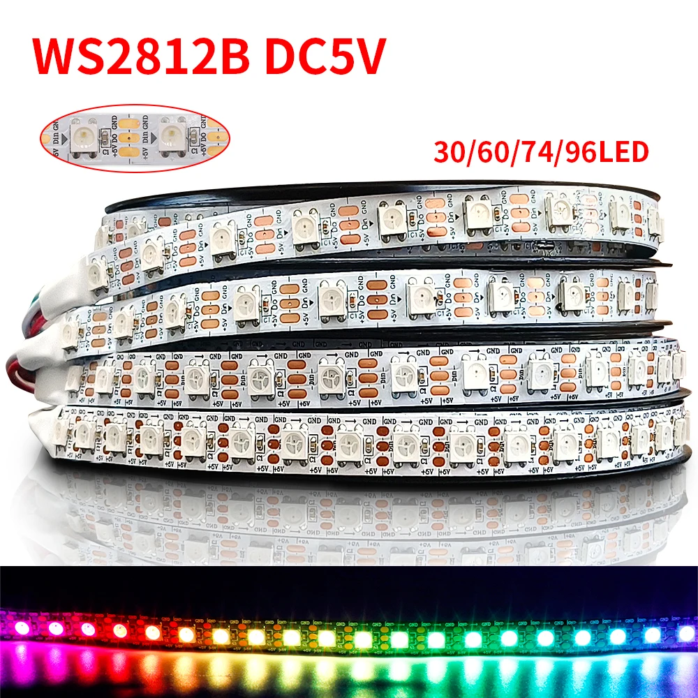 WS2812B WS2815 addressable 5050 RGB LED Strip 30/60/74/96/144 pixels/m WS2812 IC full Color Light