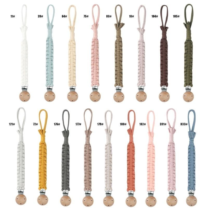Baby Nipple Holder Leash Strap Beech Cotton Pacifier Clips Chain Eco-friendly N1HB
