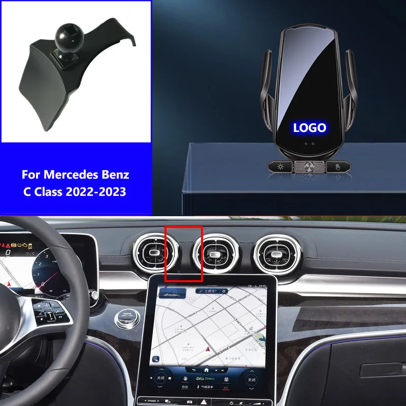 Car Phone Holder For Mercedes-Benz C-Class C200 C300 W205 W206 2022-2023 Wireless Charger Magnetic