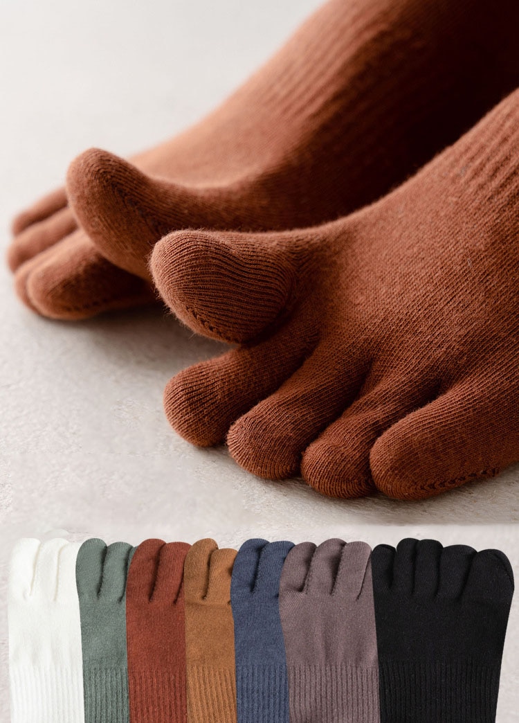 Five Finger Socks Women'S Medium Tube Spring and Autumn Thin Cotton Women's Split Toe Socks Deodorization Sweat-absorb