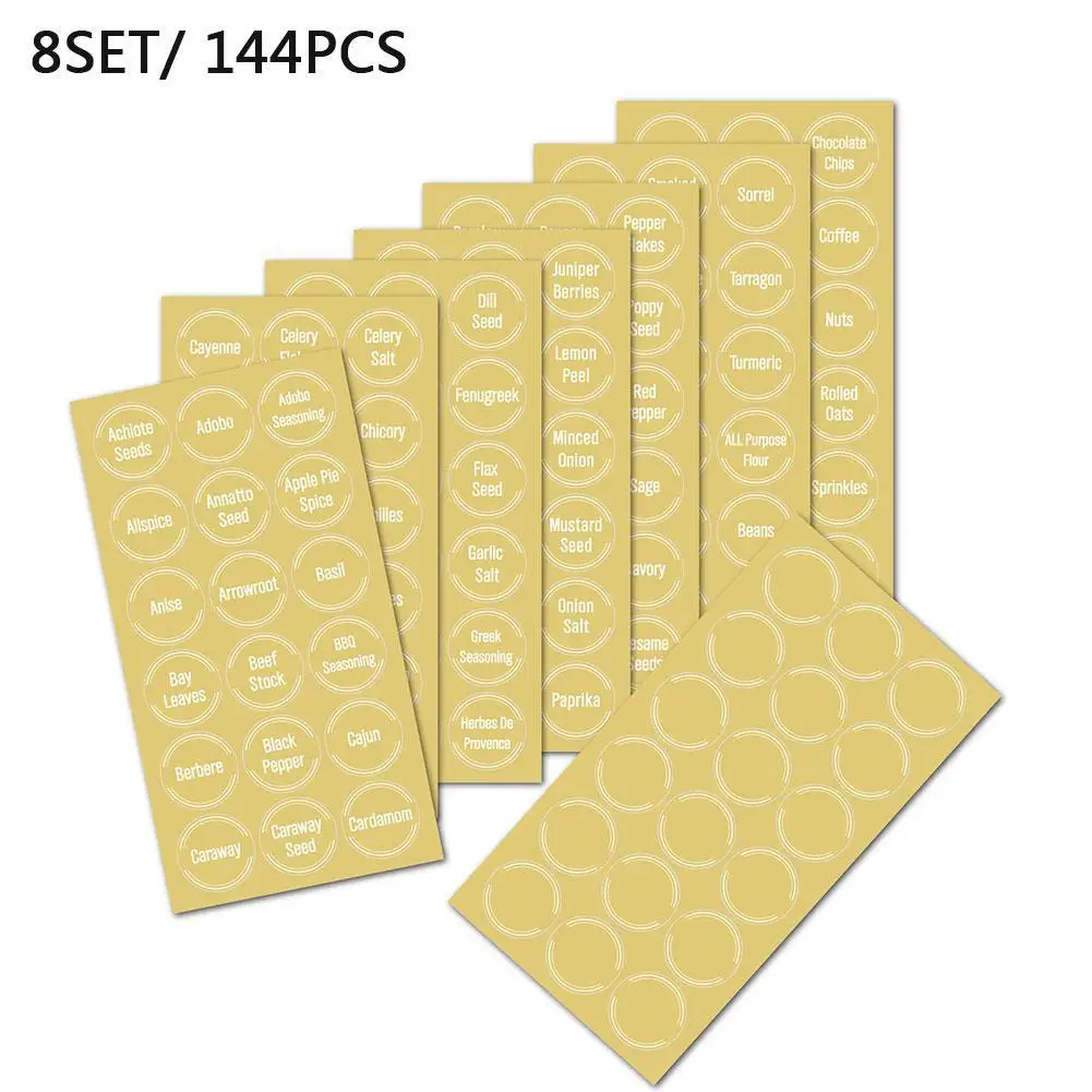 144Pcs Keuken Etiketten Stickers Voor Ingrediënten Spice Potten Fles Container Voedsel Clear Items