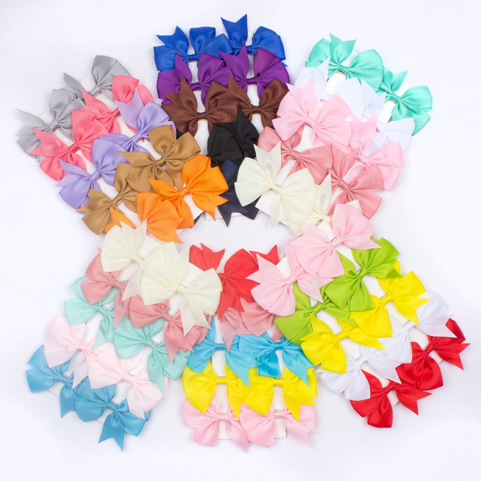 10Pcs/Set New Cute Solid Ribbon Bowknot Hair Clips for Baby Girls Handmade Bows Hairpin Barrettes Headwear Kids Hair Accessories
