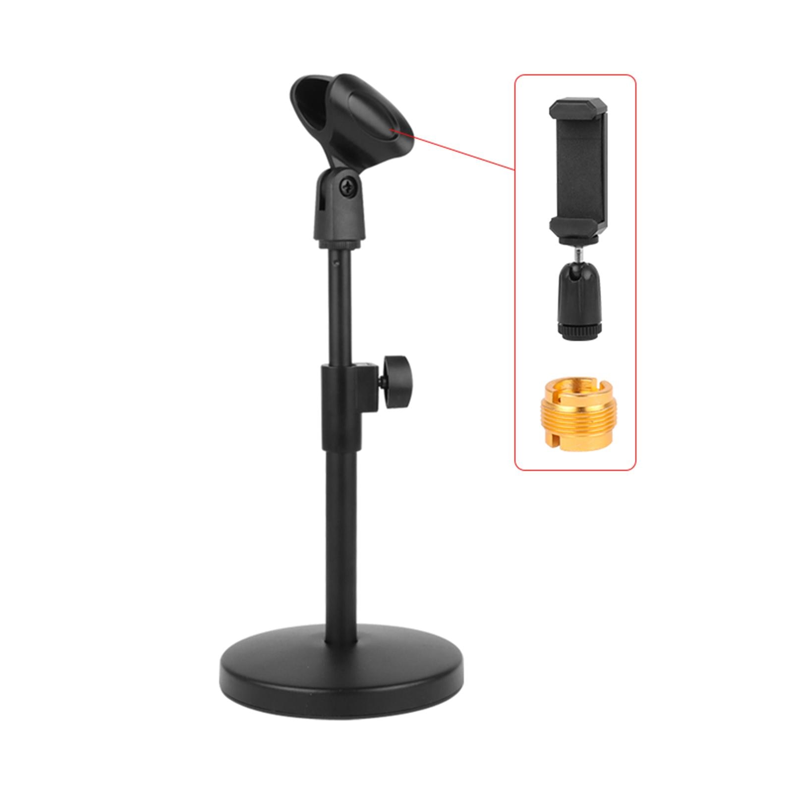 Mini Table Microphone Stand Sturdy Holder Adjustable Height Durable Stable Desk Mic Stand for Chat Lectures Broadcasting Desktop