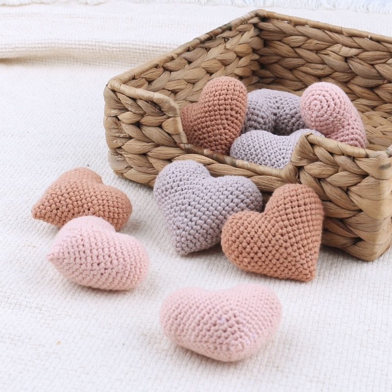 Upgraded DIY Baby Pacifier Chain Cute Hearted-shaped Crochet Knitting Beads for Pacifier Baby Photograph Props Durable A2UB