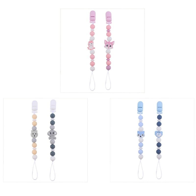 Cute Pacifier Holder Teethers for Baby Boys Girls Teething Soothie-Toy with Clip for Baby Birthday Shower Christmas Gift