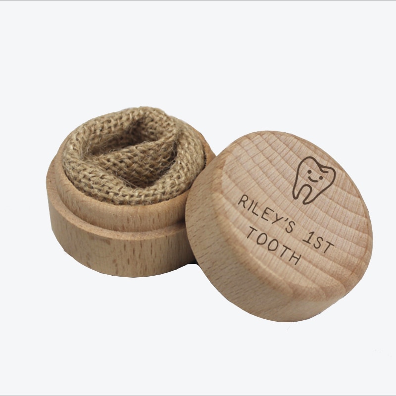 Personalised Tooth Fairy Box Engraved Round Wooden Tooth Fairy Box Keepsake Box Baby Keepsakes Tooth Box M