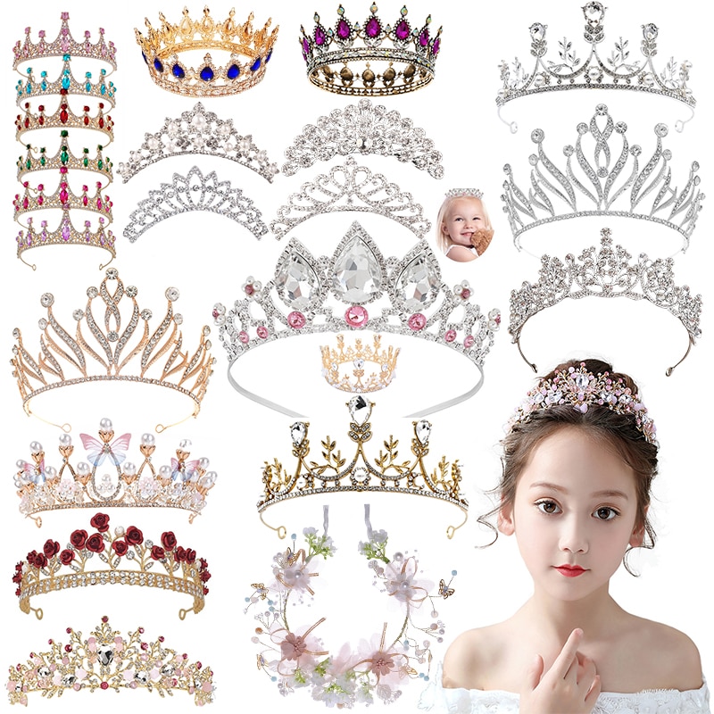 Fashion Wedding Crown Hair Accessories Women Bridal Head Jewelry Prom Crown Gifts Crystal Tiaras Romantic Faux Diadems Ornaments