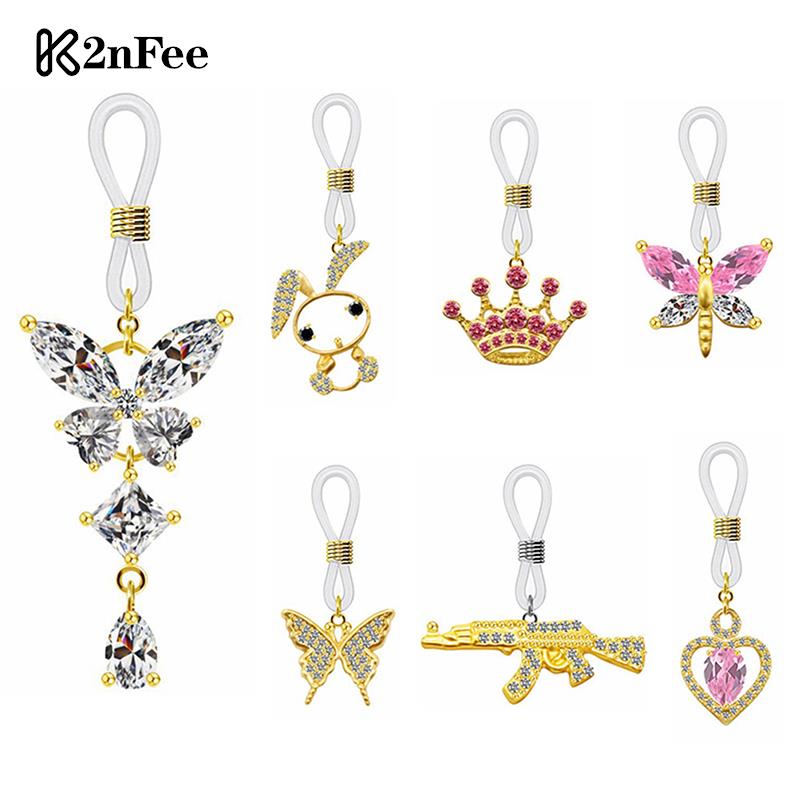1PCS Faux Nipple Piercing Body Jewelry Sexy Tassel Crystal Butterfly Pendant Fake Nipple Ring For Women