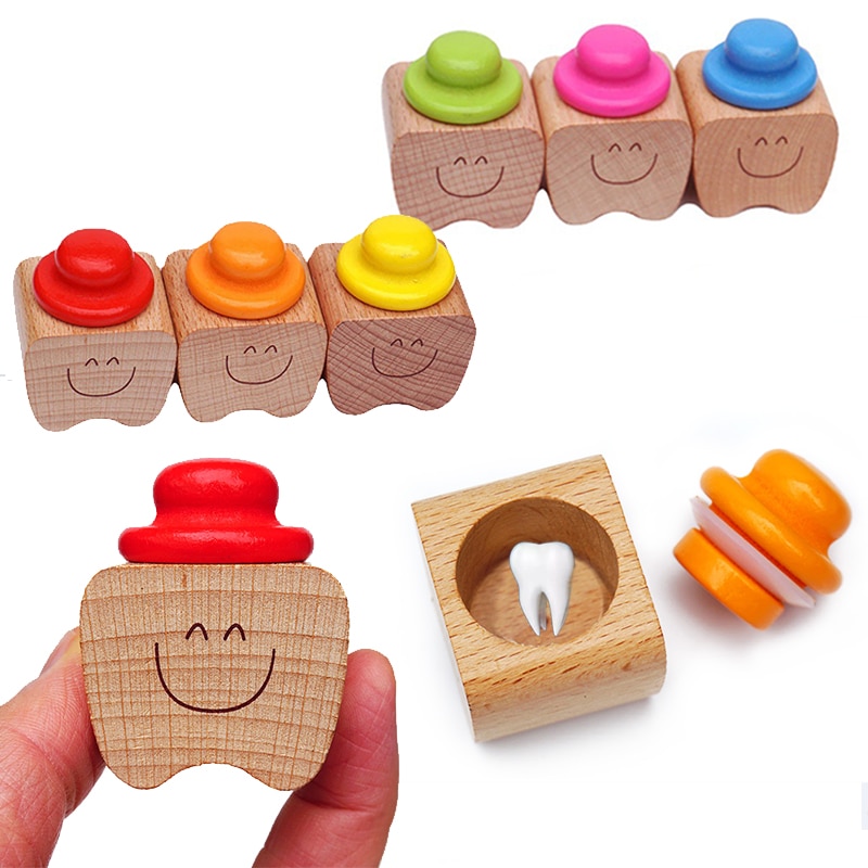 Baby Wood Tooth Box Organizer Milk Teeth Storage Collect Deciduous Teeth Save Tooth Organizer Container Baby Souvenir Gifts