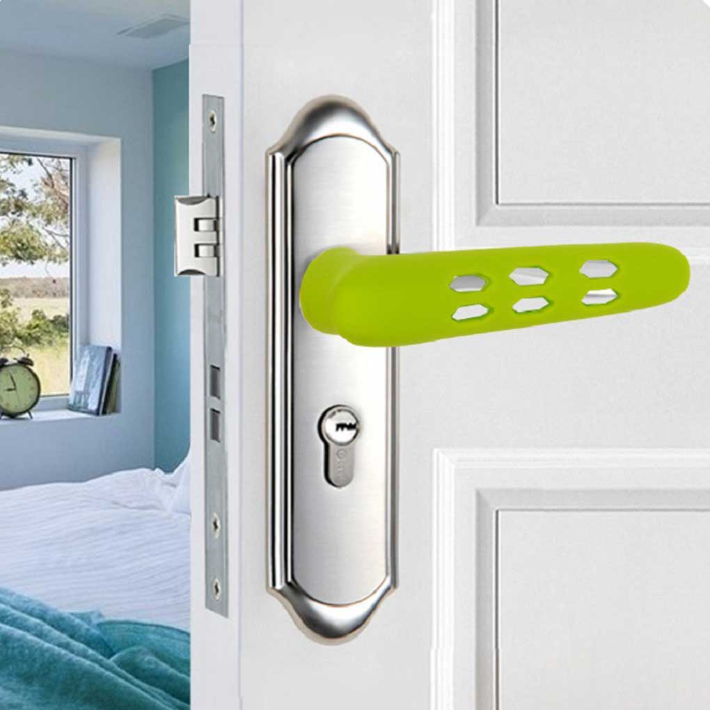 Knob Cover Silicone Home Bedroom Pull Handle Doorknob Sleeve Gloves Crash Safety Anti-Collision Kids Children Green