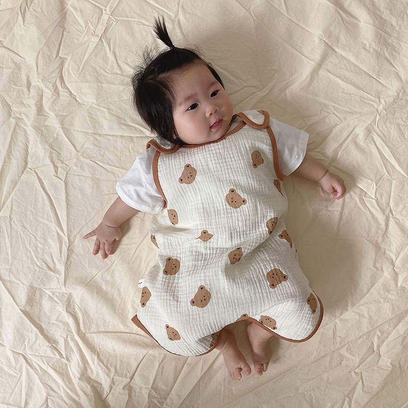 Baby Sleeping Bag Sleeveless Vest Newborn Child Anti-kick Quilt Summer Thin Double-layer Cotton Yarn