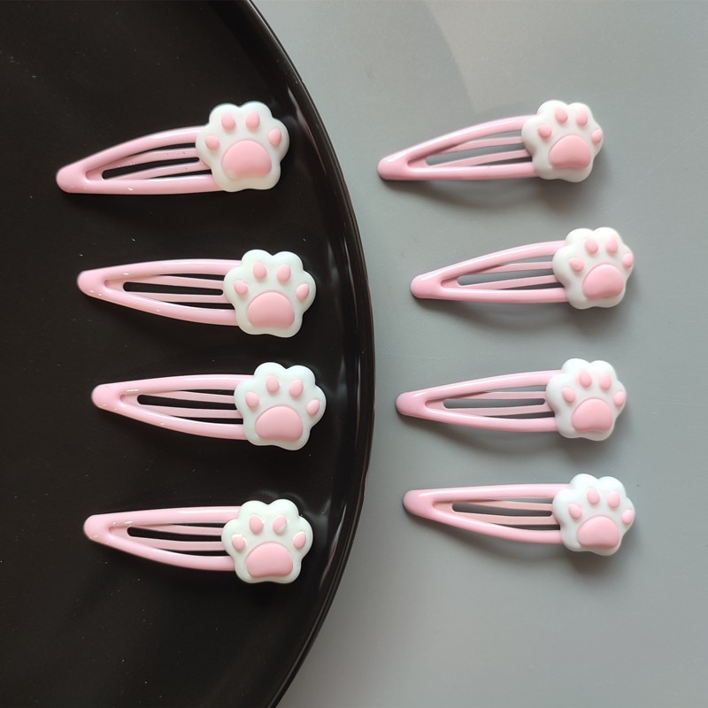 2/4pcs Jelly Pink BB Clip Sweet Cute Cat Claw Hair Clip Girl Heart Cartoon Headwear Childern Holiday Gift