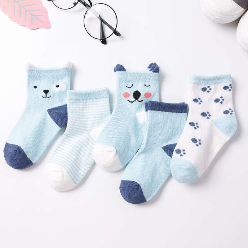 5 Pairs Spring Autumn Infant Baby Socks Summer Children's Socks for Girls Cotton Newborn Boy Toddler Socks Clothes Accessor