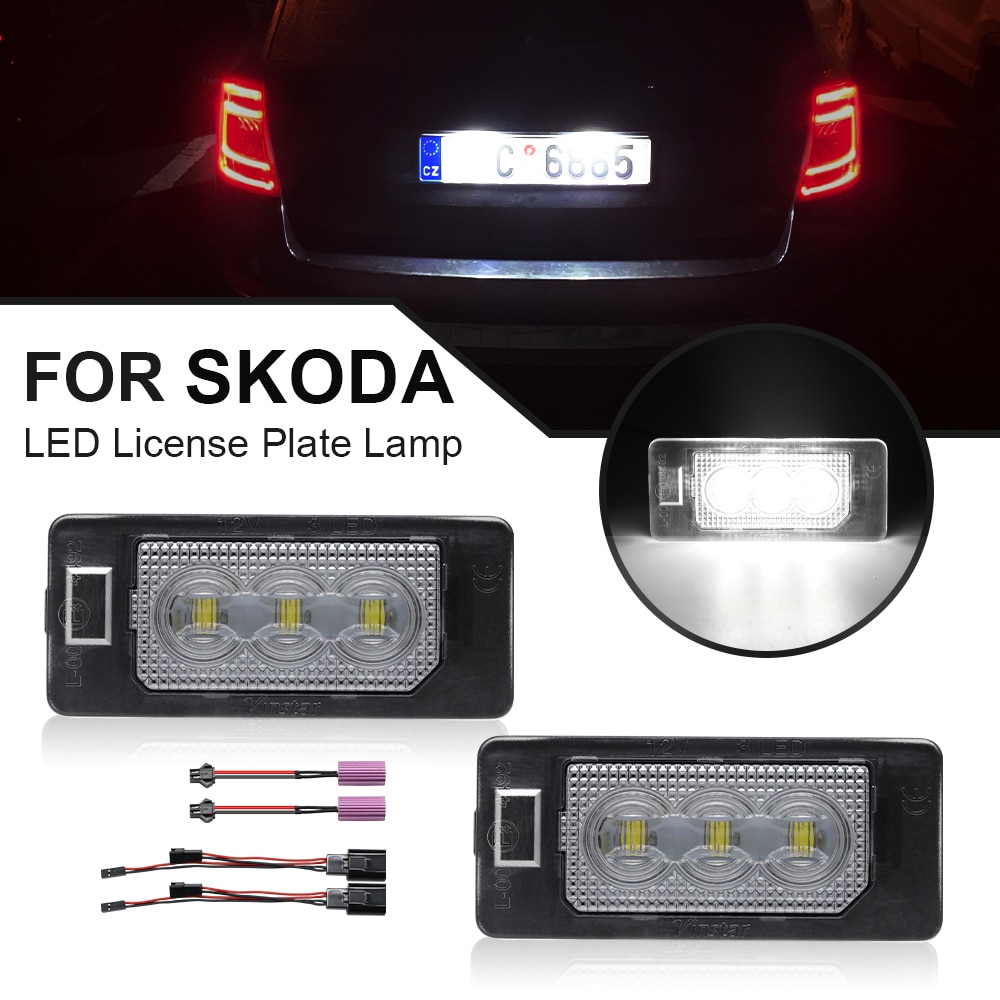 LED Number Plate Light For Skoda Octavia Rapid Fabia Audi A1 A3 A4 A5 A6 Q7 VW Golf Touran Caddy Jetta Polo License Plate Lamp